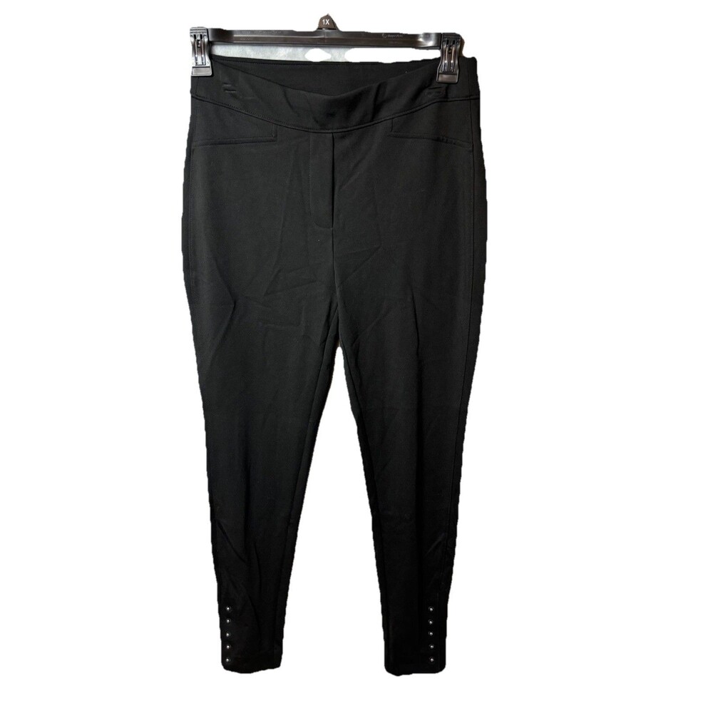 Chicos Woman’s Size 1 R Black Leggings Dressy Silver Bling At Tighter Ankle